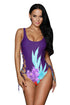 Sexy Floral Print Side Lace up One Piece Swimsuit
